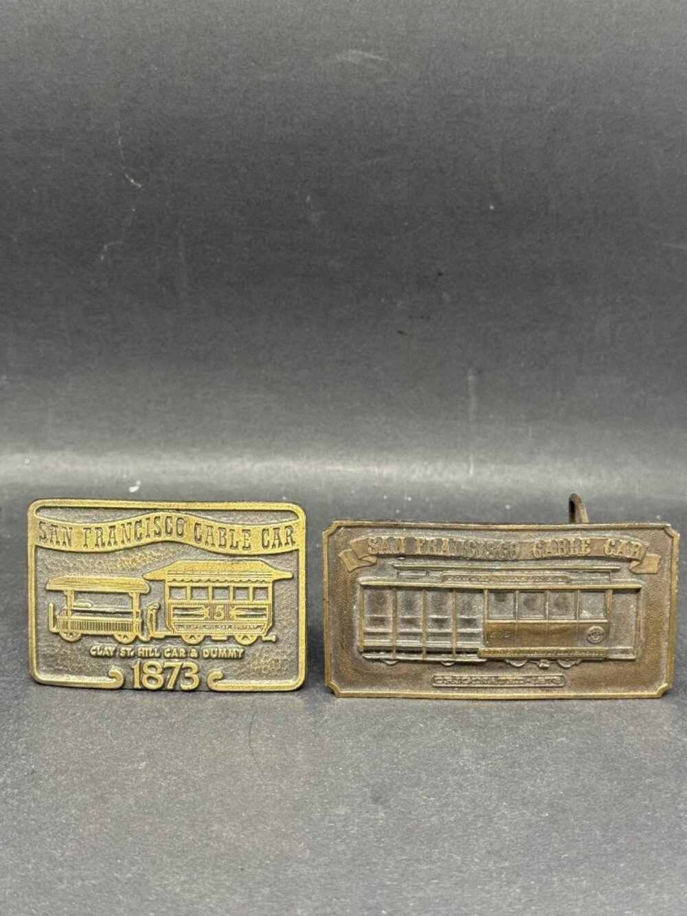 Lot of 2 Bergamot Brass Works USA San Francisco Cable Car Belt Buckles